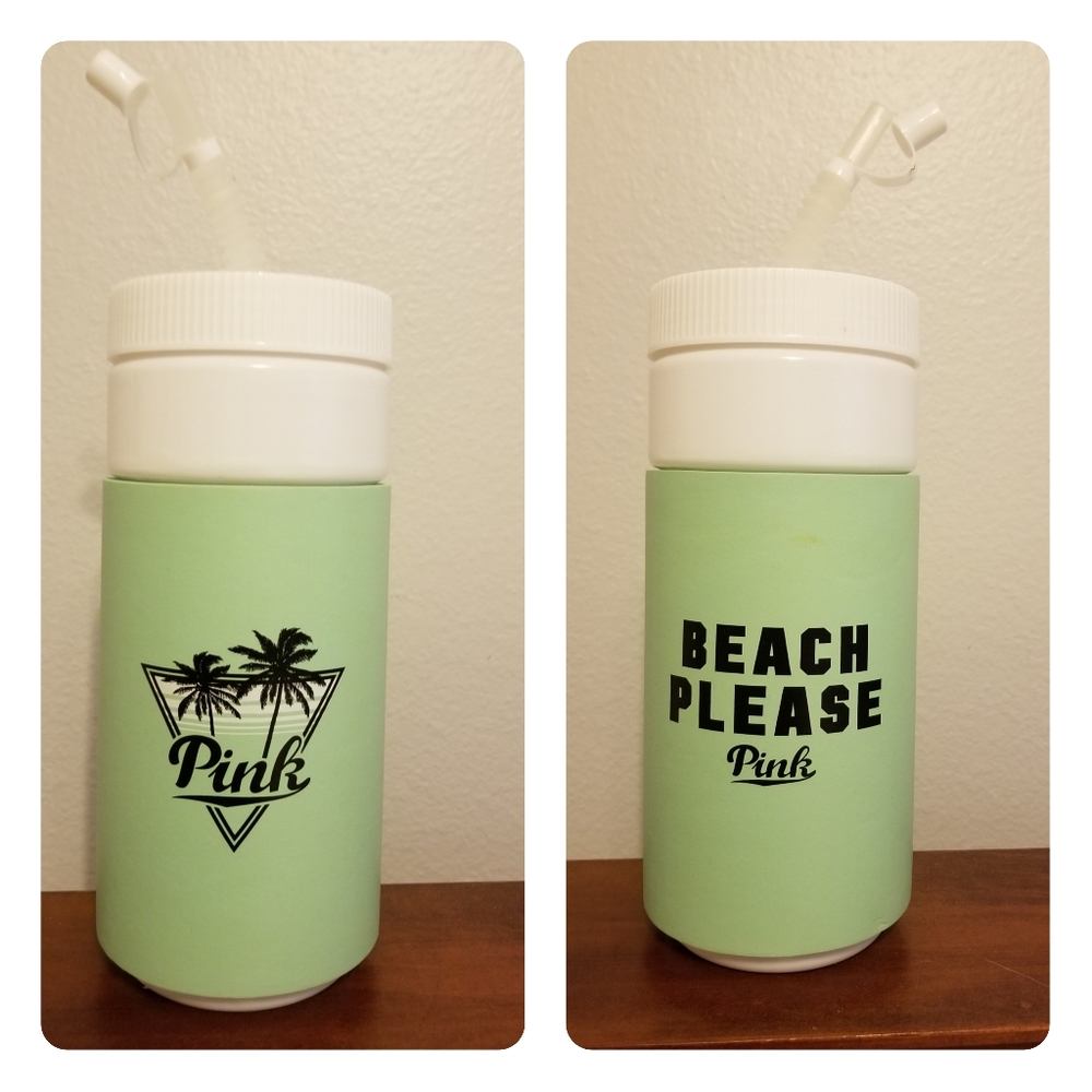 PINK Retro styled water bottle with straw